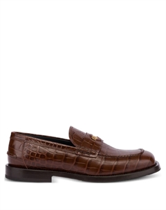 Мокасины с тиснением под крокодила, коричневый Moschino