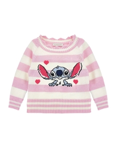 Полосатый свитер с оборками, белый Monnalisa