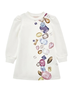 Декорированное платье с длинными рукавами, белый Monnalisa