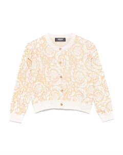 Жаккардовый кардиган Barocco Kids, нейтральный Versace