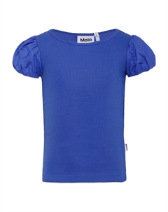 Футболка с рукавами-фонариками в рубчик, синий Molo