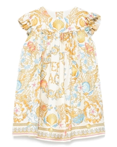 Платье с принтом «Барокко» Kids, нейтральный Versace