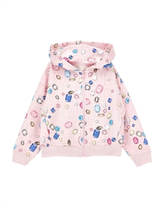 Худи на молнии с принтом, розовый Monnalisa