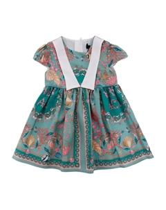 Платье с принтом «Подводный барокко» Kids, зеленый Versace