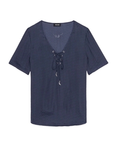 Футболка со шнуровкой и V-образным вырезом, синий Zadig&voltaire