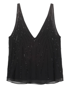 Топ с V-образным вырезом, расшитый бисером Retrofete, черный