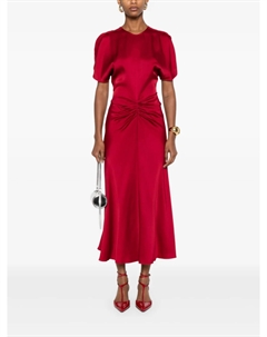 Платье миди со сборками, красный Victoria beckham