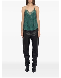 Топ lace-trimmed top, зеленый Zadig&voltaire