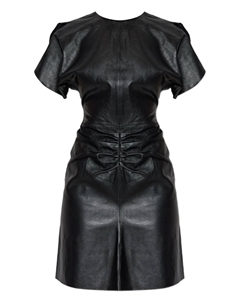 Мини-платье из кожи со сборками, черный Victoria beckham