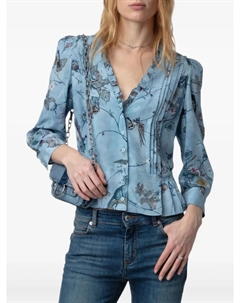 Блузка с цветочным принтом в складку, синий Zadig&voltaire