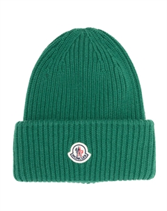 Шапка бини с нашивкой-логотипом, зеленый Moncler