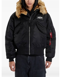 Куртка-бомбер из искусственного меха, черный Alpha industries