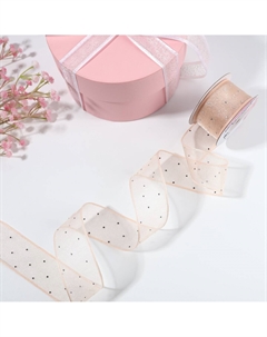 Лента капроновая, со стразами, 38 мм × 9.1 ± 0.5 м, цвет розовый Арт узор