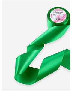 Лента атласная, 75 мм, 23±1 м, зеленая №19 Арт узор