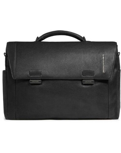 Портфель Cronus, кожа натуральная, черный Piquadro
