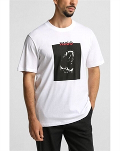 Футболка хлопковая с принтом Hugo