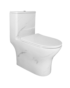 Унитаз-моноблок напольный Terni AZ-8618M безободковый, с крышкой микролифт, белый мрамор Azario