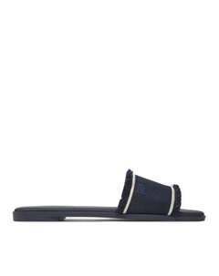 Мюли Fringe Canvas Flat Sandal FW0FW08908, синий Tommy hilfiger