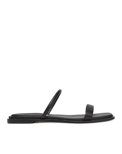 Мюли Flat Sandal Squared 2-Bar Lth HW0HW02532, черный Calvin klein