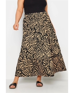 Юбка макси с текстурированным узором пейсли, бежевый Yours curve