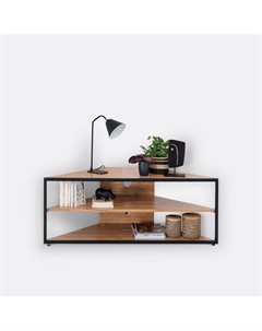 Угловая тумба под телевизор из массива дуба и металла Hiba бежевый La redoute interieurs