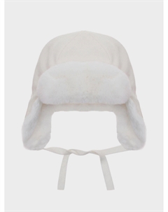 Шапка ушанка с мехом, белая Chobi