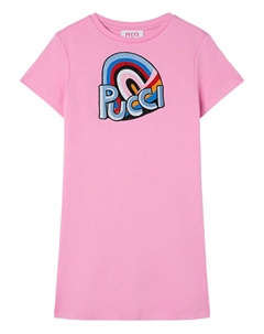 Платье-футболка с вышитым логотипом, розовый Pucci junior