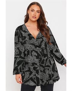 Топ с длинными рукавами и запахом, черный Yours curve