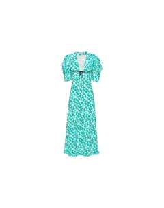 Платье с короткими рукавами женское синее Miu miu