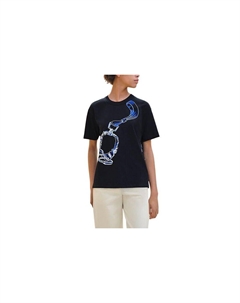 Футболка женская Hermes с рисунком, черный / синий Hermès
