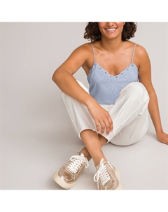 Кеды из переливающейся кожи золотистый La redoute collections