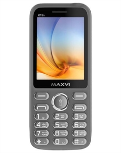 Мобильный телефон MAXVI K15n, 2.8" TFT, Spreadtrum SC6531, 32Mb RAM, 32Mb, 2-Sim, 1400 мА·ч, micro-USB, серый Maxvi