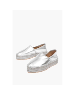 Эспадрильи LOVE на платформе из ламинированной кожи с гравировкой логотипа, Silver Moschino
