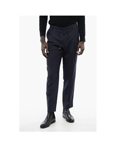 ID Брюки из натуральной шерсти и льна с двойной складкой, Blue Corneliani