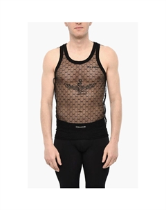 Прозрачная майка-топ с монограммой по всей поверхности, Black Dsquared2
