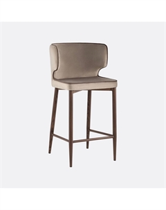 Стул полубарный из мягкого велюра бежевый Laredoute