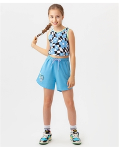 Шорты голубые с принтом Button blue