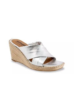 Эспадрильи Hastings на клиновидной подошве, Silver Metallic Leather Softwalk