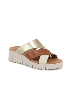 Uptown Sunset Wedge Сандалии, Tan/Gold Leather Vionic