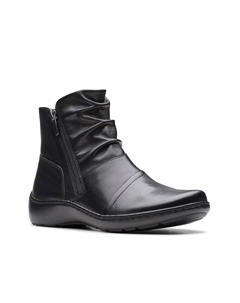 Ботинки женские Cora Pace кожаные со сборкой, черный Clarks