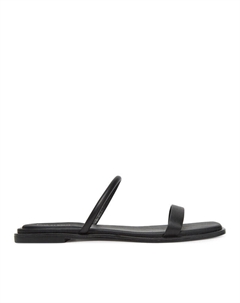 Мюли Flat Sandal Squared 2-Bar Lth HW0HW02532, черный Calvin klein