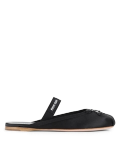 Кожаные мюли на плоской подошве, черный Miu miu