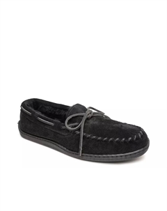 Тапочки из овчины на жесткой подошве, Black Minnetonka