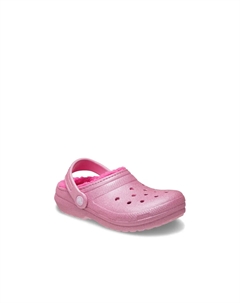 Классические блестящие сабо на подкладке - детские, Pink Overflow Crocs