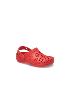 Классические сабо с цветочным принтом и вырезами - детские, Cherry Red Crocs