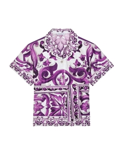 Kids шелковая рубашка с графичным принтом, белый Dolce&gabbana