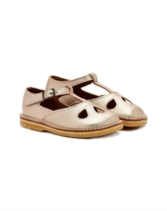 Сандалии Lucy из металлизированной кожи с Т-образным ремешком, золотой Pèpè