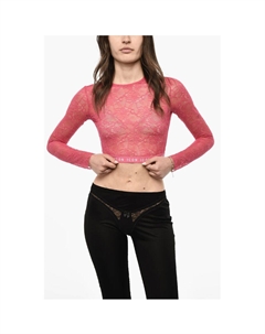 Укороченный кружевной топ с логотипом на ленте, Multicolor Dsquared2