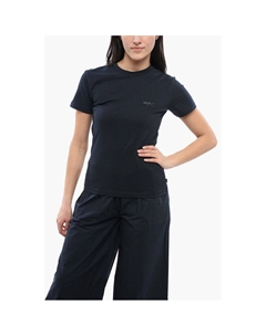 Футболка из монохромного хлопка с круглым вырезом, Blue Woolrich