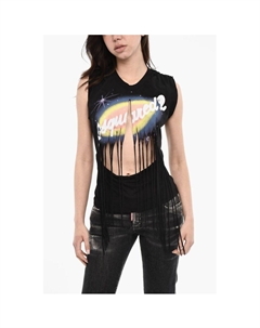 Топ с винтажным эффектом и бахромой, Black Dsquared2